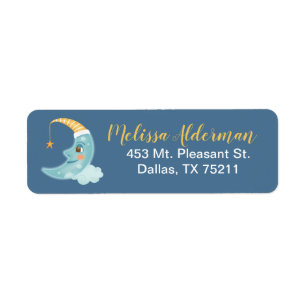Navy blue Over the Moon Address Label