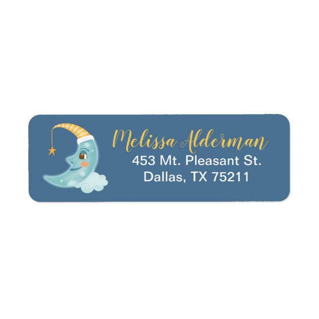 Navy blue Over the Moon Address Label (Front)