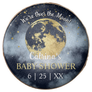 Navy Blue Over the Moon and Stars Baby Shower Chocolate Covered Oreo
