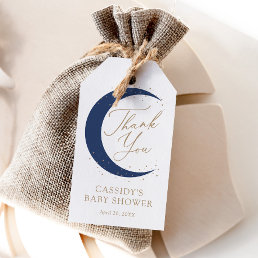 Navy Blue Over the Moon Boy Baby Shower Gift Tags