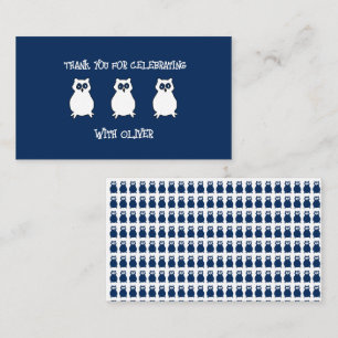 Navy Blue Owl Birthday Note Card