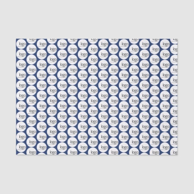 NAVY BLUE OWN LOGO REPEATING PATTERN BUSINESS   TISSUE PAPER (Front)