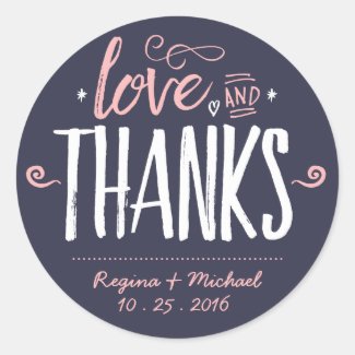 Navy Blue Paint Brush Typography Thank You Sticker
