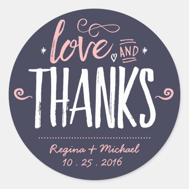 Navy Blue Paint Brush Typography Thank You Sticker (Front)