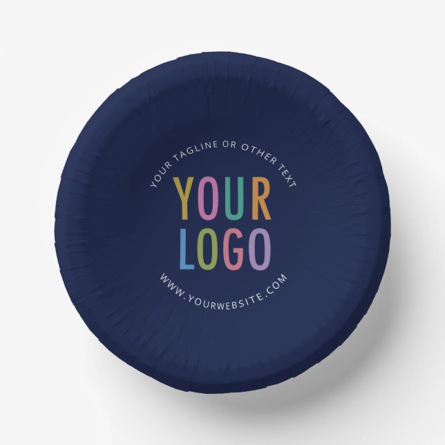 Navy Blue Paper Bowls Custom Company Logo Printed (Front)