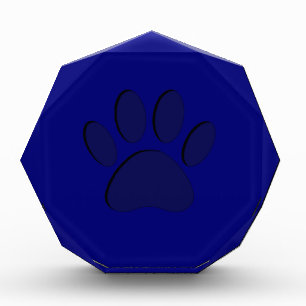 Navy Blue Paper Cut Dog Paw Print Acrylic Award