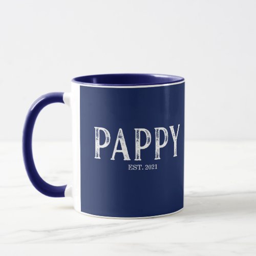 Navy Blue Pappy Year Established Mug