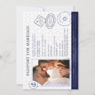 Navy Blue Passport Destination Wedding Cruise Invitation