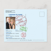 Navy Blue Passport Fun Wedding Save the Date Announcement Postcard (Back)