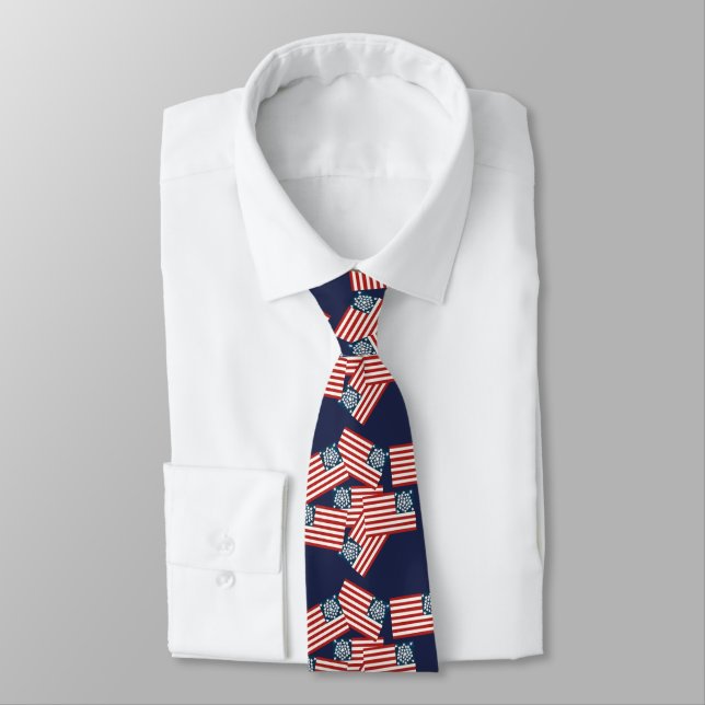 Navy Blue Patriotic Neck Tie (Tied)