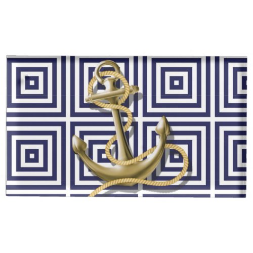 Navy Blue pattern anchor nautical wedding Table Card Holder