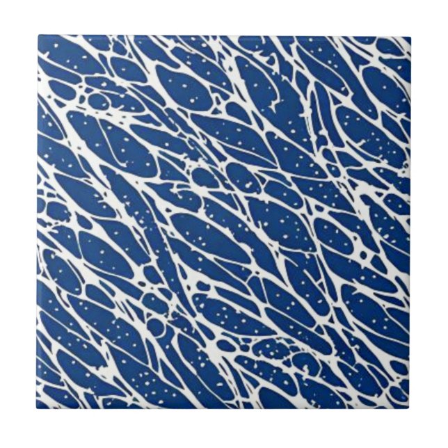 Navy blue pattern ceramic tile (Front)