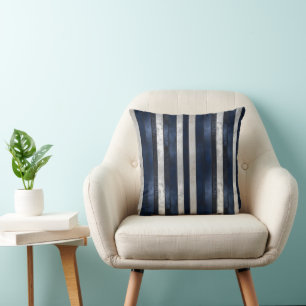 Navy Blue Pattern Throw Pillow