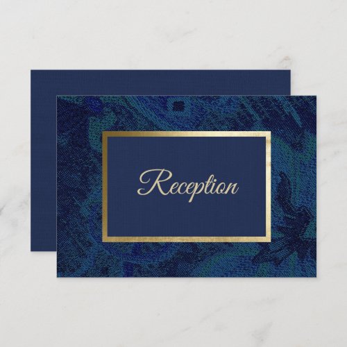 Navy Blue Pattern Wedding Reception Cards