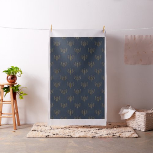 Navy blue pattern with golden arrows fabric