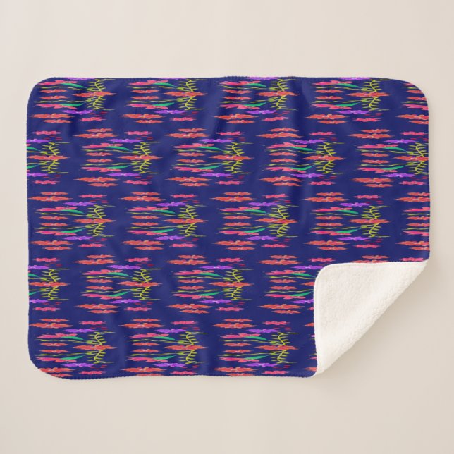 navy blue patterned sherpa blanket (Front (Horizontal))