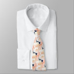 Navy Blue Peach Peony Floral Pattern Wedding Neck Tie at Zazzle