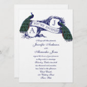 Navy Blue Peacock Wedding Invitation (Front/Back)
