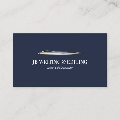Navy Blue pen Writers Business Card
