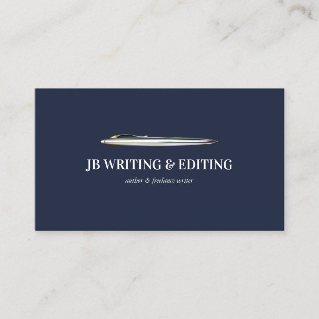 Navy Blue pen Writers Business Card
