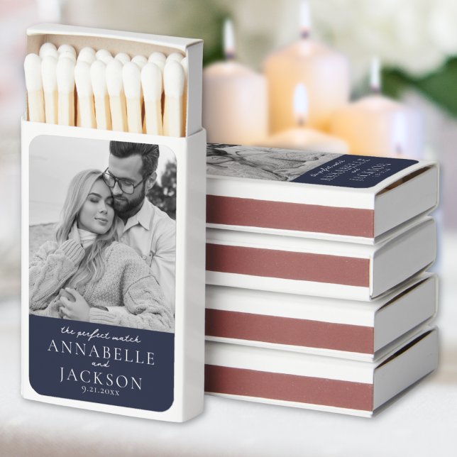 Navy Blue Perfect Match Photo Wedding Favor (Navy Blue Perfect Match Couple Photo Wedding Favor)