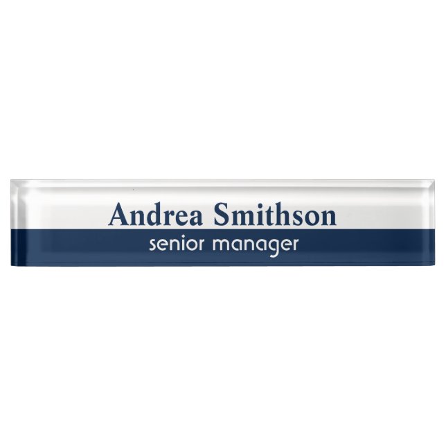Navy blue personalised name desk name plate (Front)