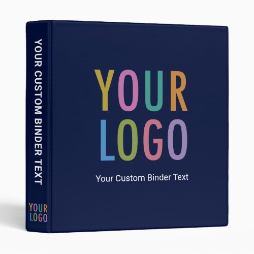 Navy Blue Personalized 3-Ring Binder Business Logo