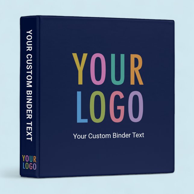 Navy Blue Personalized 3-Ring Binder Business Logo (MISOOK Navy Blue Binder with Logo)
