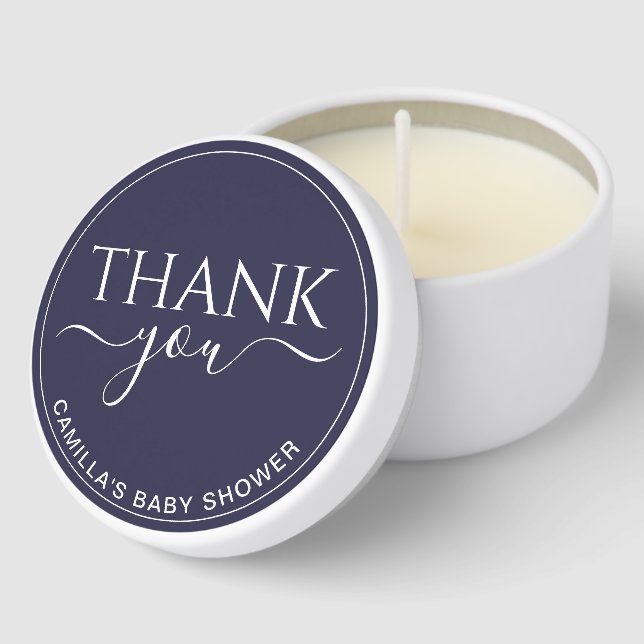 Navy Blue Personalized Baby Shower Favor Candles (Corner)