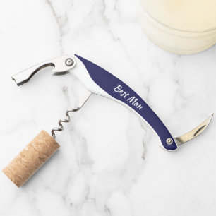 Navy Blue Personalized Best Man Waiter's Corkscrew