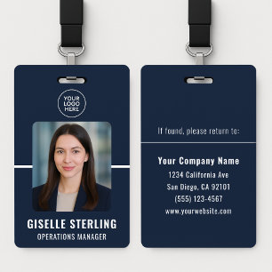 Navy Blue Personalized Employee ID Card Badge