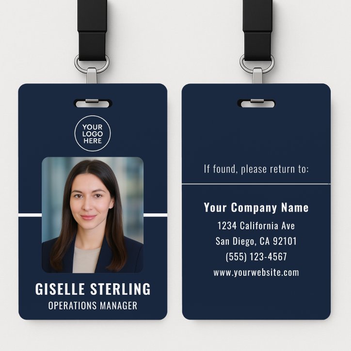 Navy Blue Personalized Employee Id Card Badge