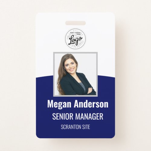 Navy Blue Personalized Employee Photo ID Badge