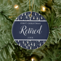 Navy Blue Personalized First Christmas Retired
