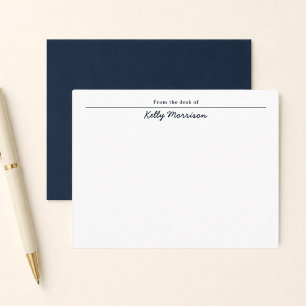 Navy Blue Personalized From the Desk Of Note Card