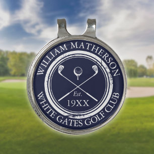 Navy Blue Personalized Golf Club Name Golf Hat Clip