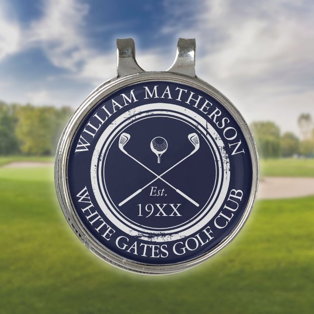 Navy Blue Personalized Golf Club Name Golf Hat Clip (Creator Uploaded)