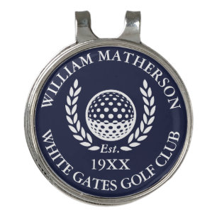 Navy Blue Personalized Golf Club Name Hat Clip