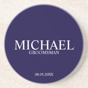 Navy Blue Personalized Groomsmen Coaster
