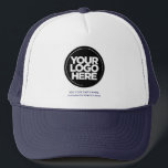Navy Blue | Personalized Logo and Text Baseball Trucker Hat<br><div class="desc">Create your very own corporate Navy Blue Trucker Hat! Our sleek and contemporary template comes in a variety of colors, offering full customization options to showcase your business logo, chosen photograph or image. Enhance personalization by adding your name, company slogan or moniker, promotional Instagram handle, or any personalized text of...</div>