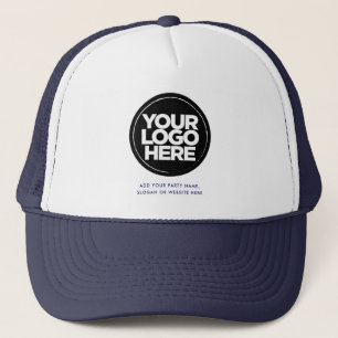 Navy Blue   Personalized Logo and Text Baseball Trucker Hat