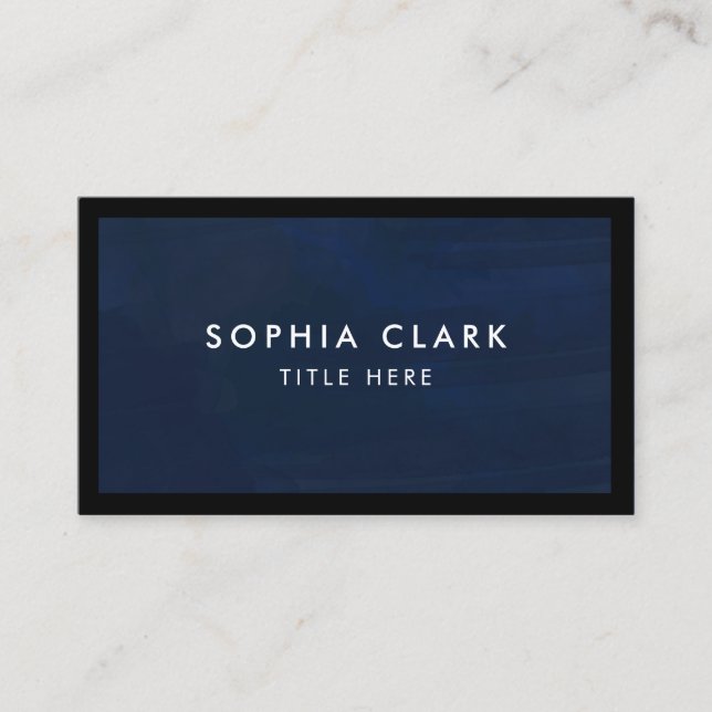Navy Blue Personalized Luxury Modern Elegant Business Card (Front)
