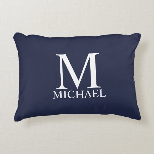 Navy Blue  Personalized Monogram and Name Accent Pillow