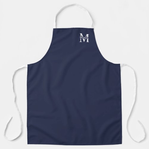 Navy Blue Personalized Monogram and Name Apron