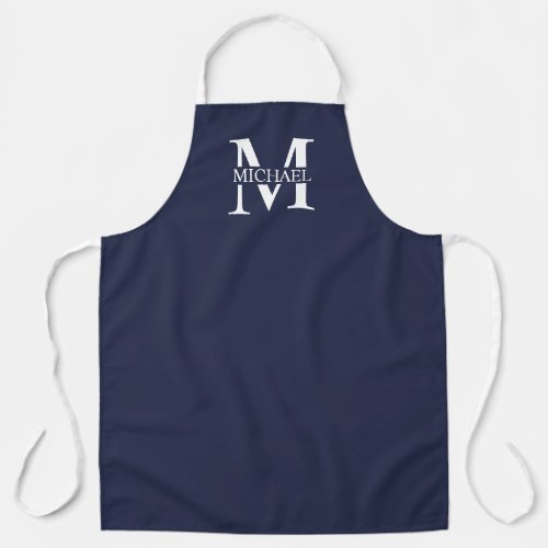 Navy Blue Personalized Monogram and Name Apron