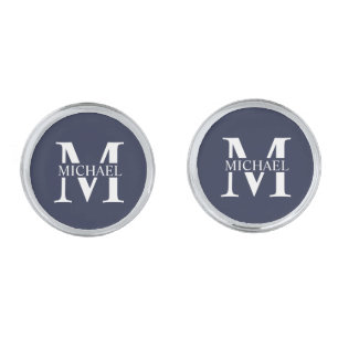 Navy Blue Personalized Monogram and Name Cufflinks