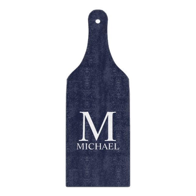 Navy Blue Personalized Monogram and Name Cutting Board (Front)