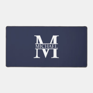 Navy Blue Personalized Monogram and Name Desk Mat