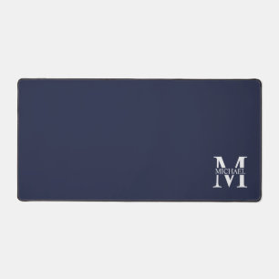 Navy Blue Personalized Monogram and Name Desk Mat