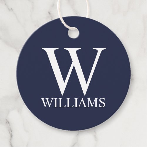 Navy Blue Personalized Monogram and Name Favor Tags